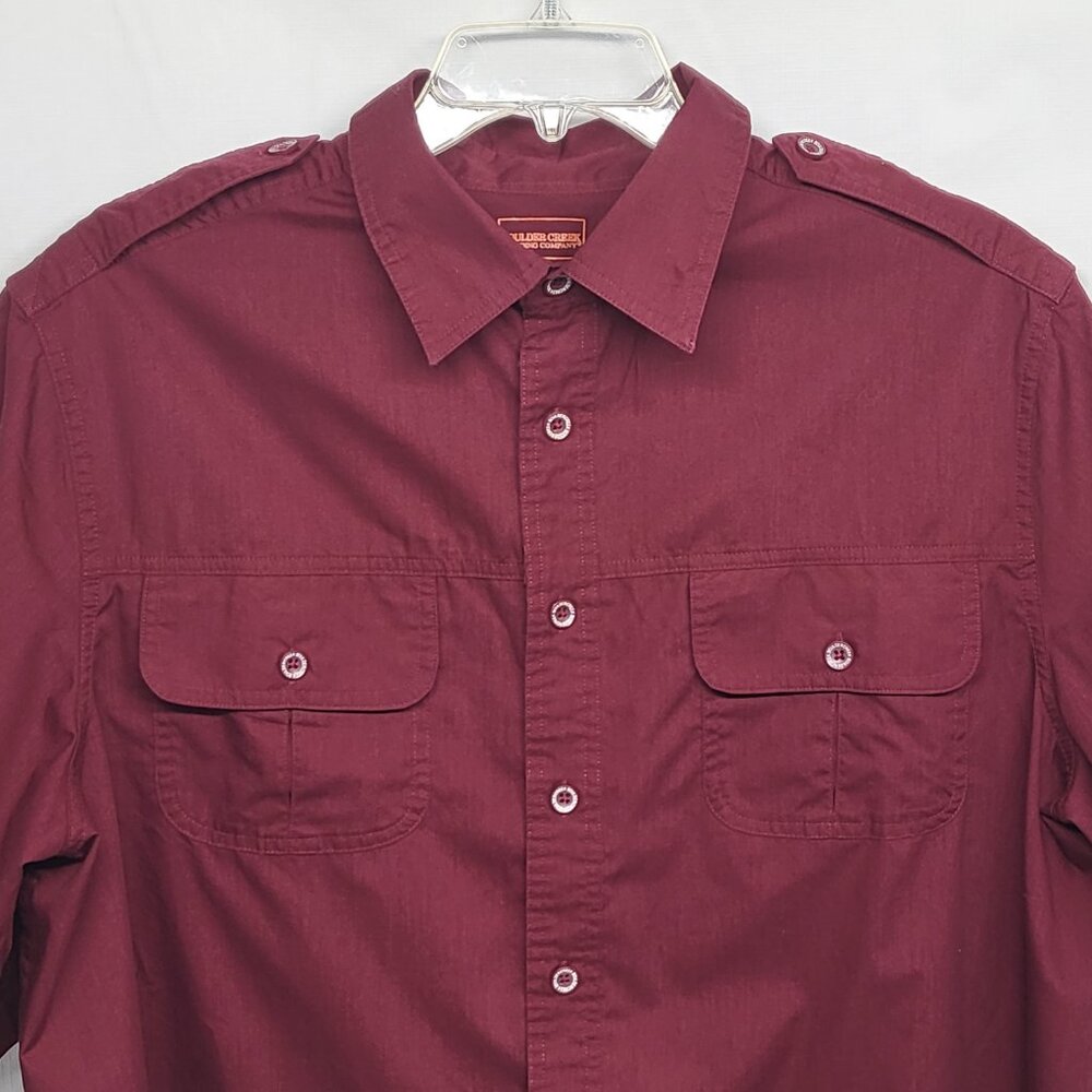 Boulder Creek Trading Company Shirt Button Up XL Tall Short Sleeve Maroon